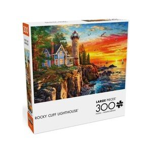 Rocky Cliff Lighthouse 300-Piece Puzzle by Buffalo